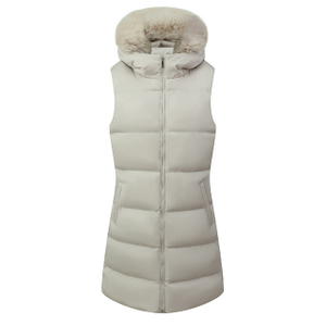 Wholesale Custom Womens Fashion Coats Hooded Sleeveless Jackets Long Down Puffer Vest for Female