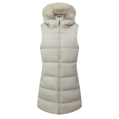 Wholesale Custom Womens Fashion Coats Hooded Sleeveless Jackets Long Down Puffer Vest for Female