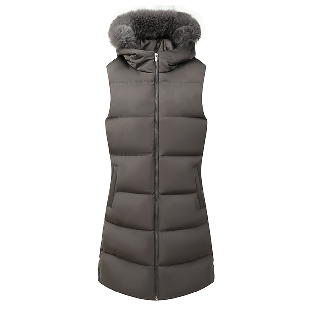 Wholesale Custom Womens Fashion Coats Hooded Sleeveless Jackets Long Down Puffer Vest for Female