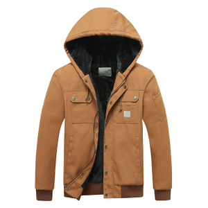 Wholesale Men Winter Thickened Warm Fleece Parka Men Outwear Hoodie Jacket
