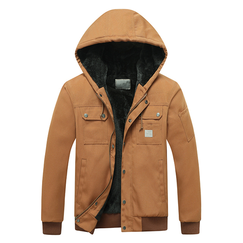 Wholesale Men Winter Thickened Warm Fleece Parka Men Outwear Hoodie Jacket