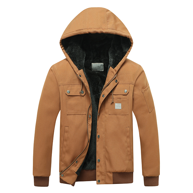 Wholesale Men Winter Thickened Warm Fleece Parka Men Outwear Hoodie Jacket