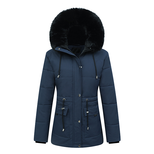 Wholesale Women's Winter Fox Fur-Trim Hooded Down Jacket Long Parka Puffer Coat