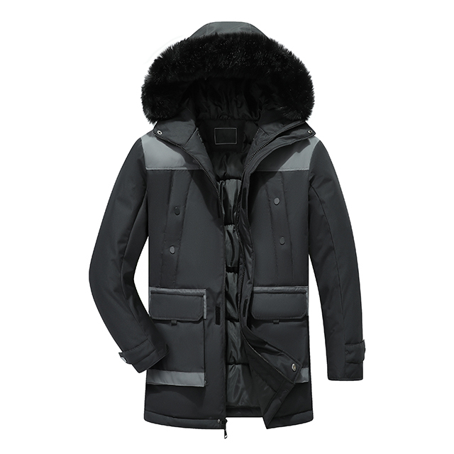 Wholesale Custom Winter Male Padded Man Coat Jacket Thick Warm Fur Hooded Men Parka