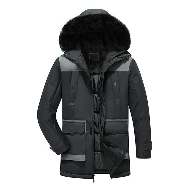 Wholesale Custom Winter Male Padded Man Coat Jacket Thick Warm Fur Hooded Men Parka