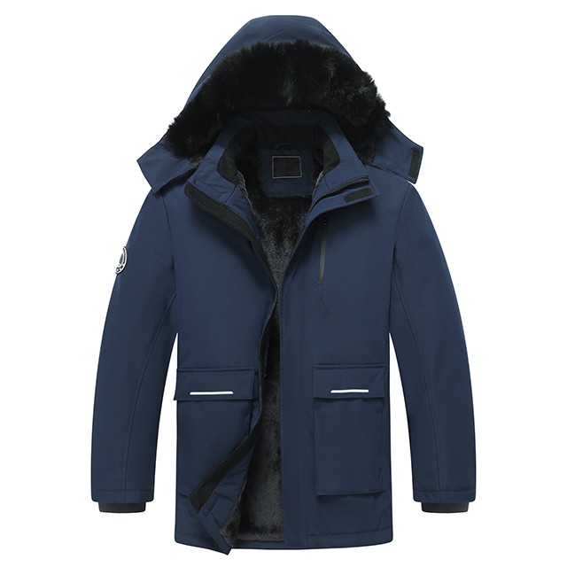 Hooded Winter Fleece Jacket Custom Logo Men Outdoor Thick Windbreaker Coat