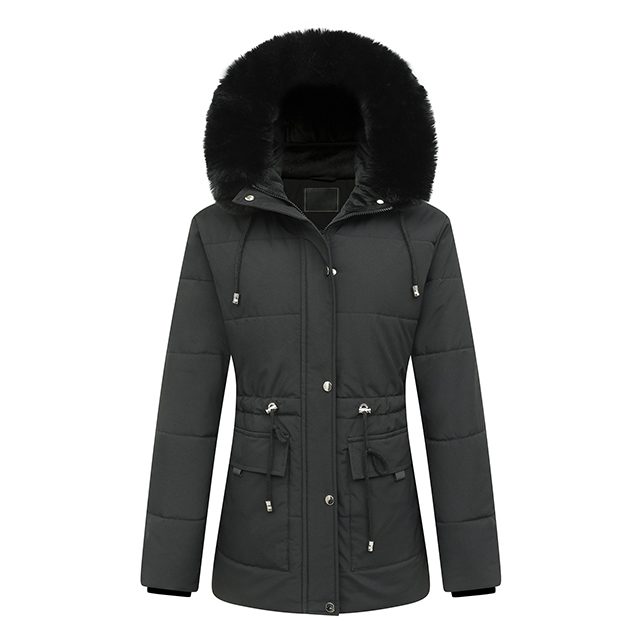 Wholesale Women's Winter Fox Fur-Trim Hooded Down Jacket Long Parka Puffer Coat