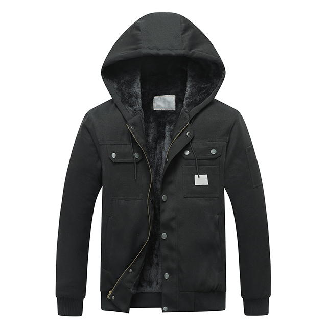 Wholesale Men Winter Thickened Warm Fleece Parka Men Outwear Hoodie Jacket
