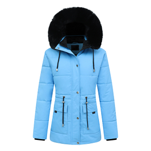 Wholesale Women's Winter Fox Fur-Trim Hooded Down Jacket Long Parka Puffer Coat