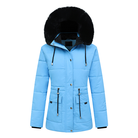 Wholesale Women's Winter Fox Fur-Trim Hooded Down Jacket Long Parka Puffer Coat